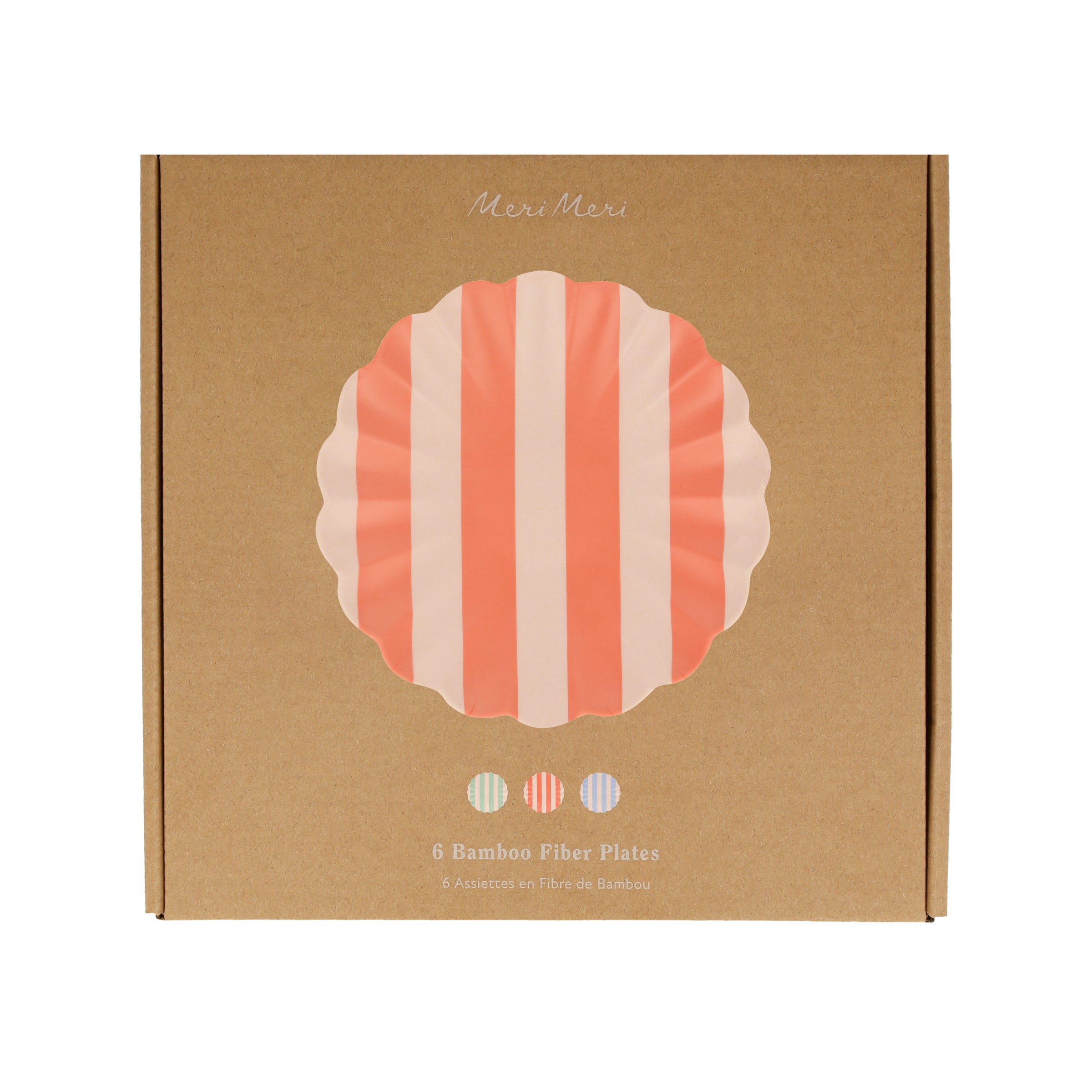 Stripy Reusable Bamboo Small Plates, Set of 6